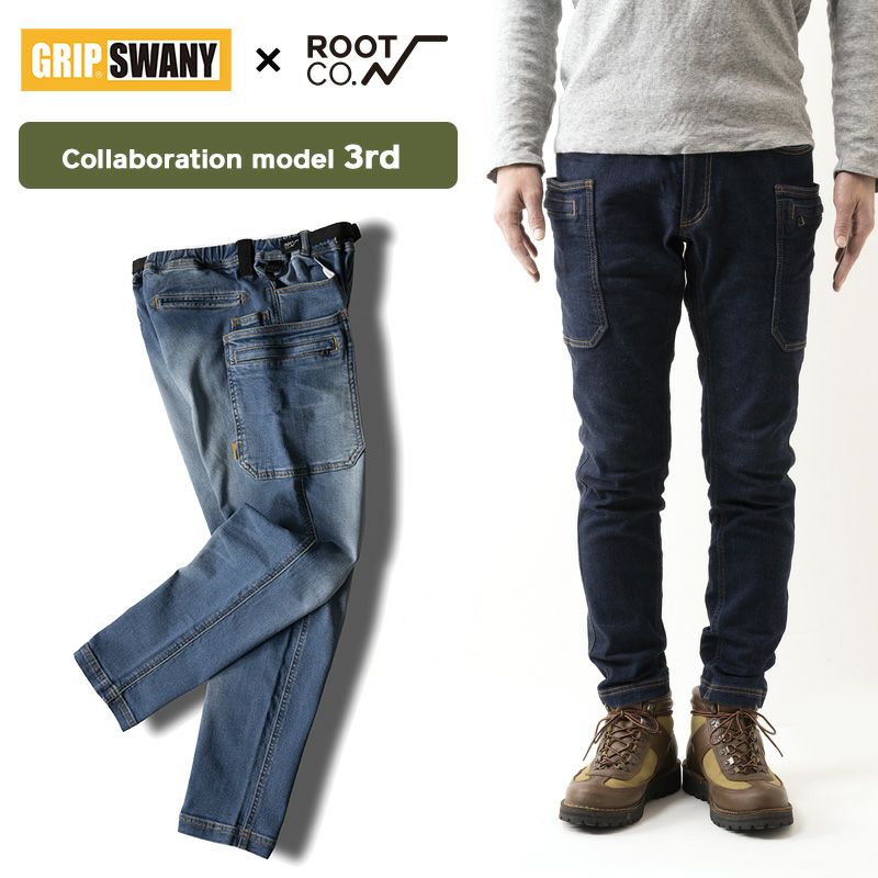 GRIP SWANY STRETCH DENIM PANTS ROOT CO. Collaboration Model | ROOT 